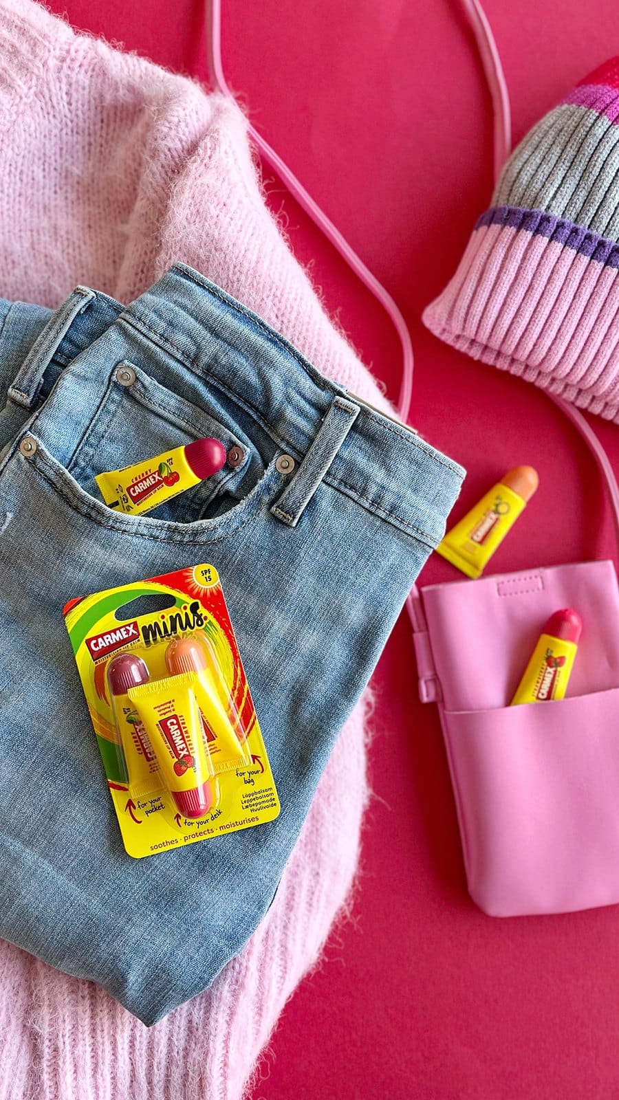 Carmex CARMEX Mini Pack (Eper, Cseresznye, Ananász-Menta) SPF 15 a mindennapokban