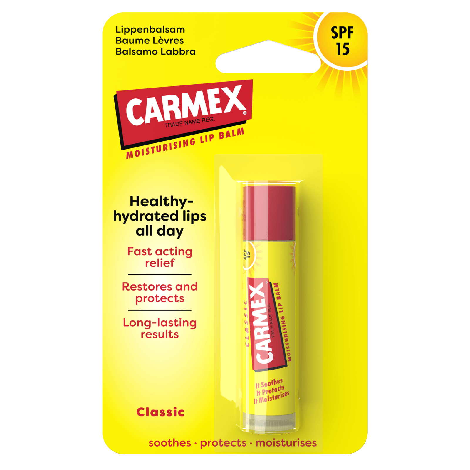 Carmex CARMEX Ajakápoló stift, SPF 15 a csomagolásában